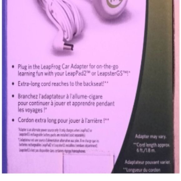 Leapfrog-Leappad 2/ Leapster GS Car Charger Charging 6ft Cable Adapter-Sealed - Picture 4 of 6